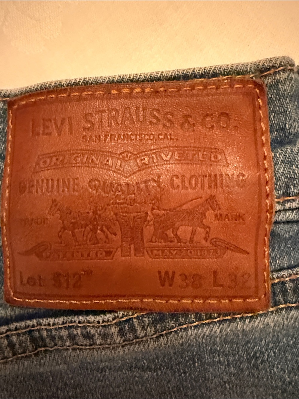 1292 Levi's Men’s Blue Denim Jeans with Brown Leather Patch